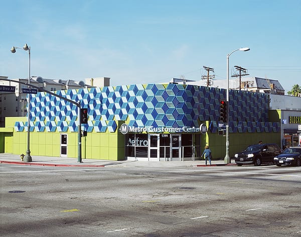 Artwork by Jim Isermann at the corner of Wilshire and La Brea