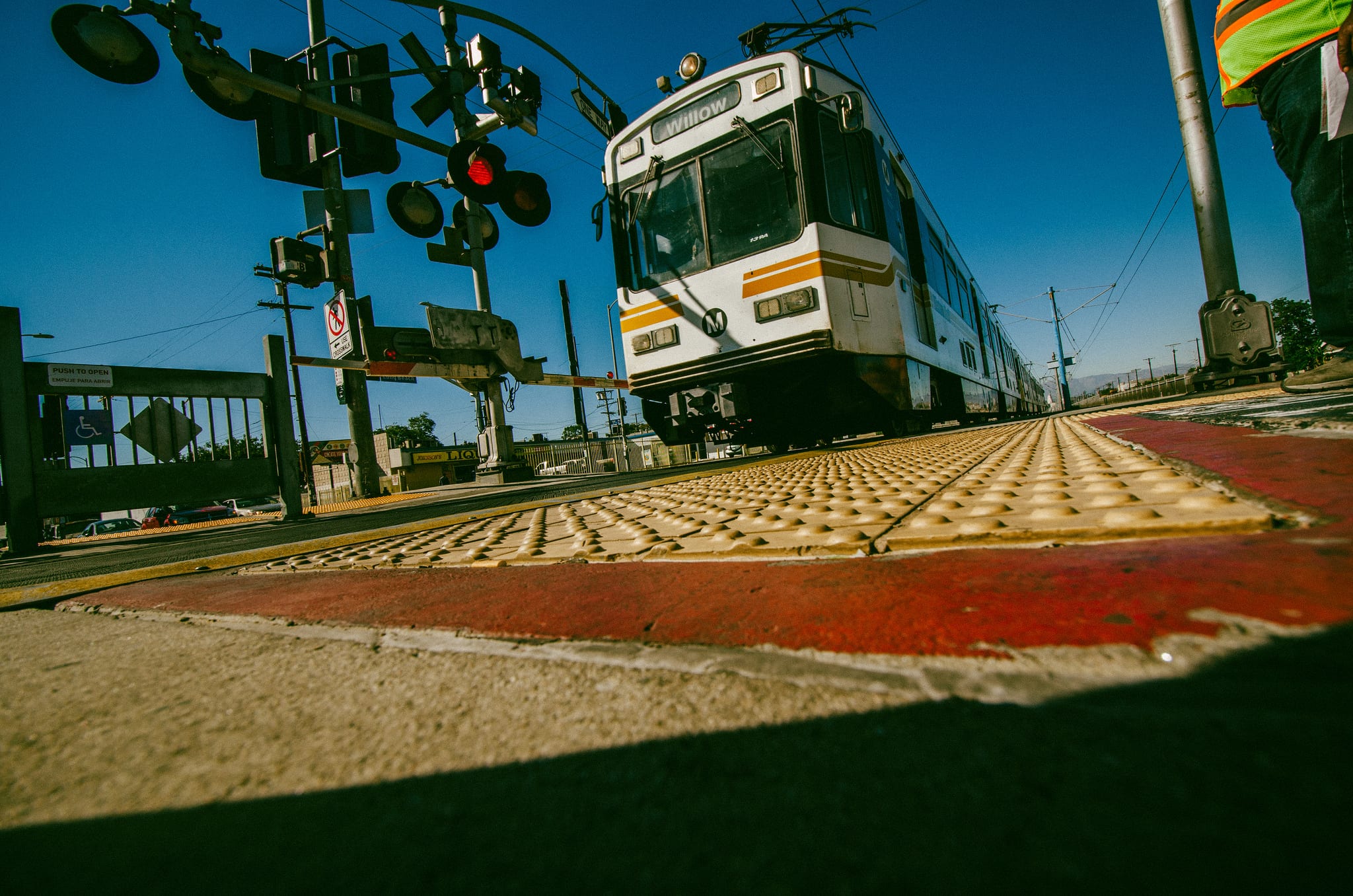 Pedestrian gates are coming to 27 intersections along the Blue Line. Photo by Steve Hymon/Metro.