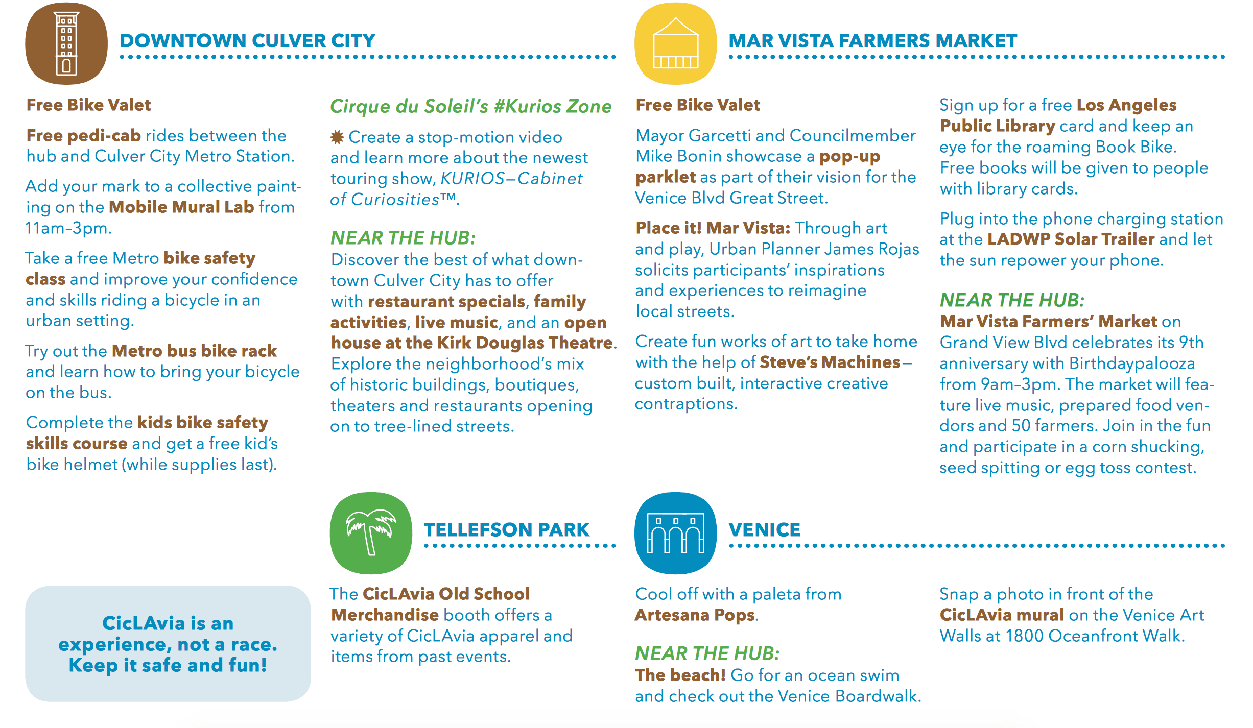 ciclavia activities flyer august 9