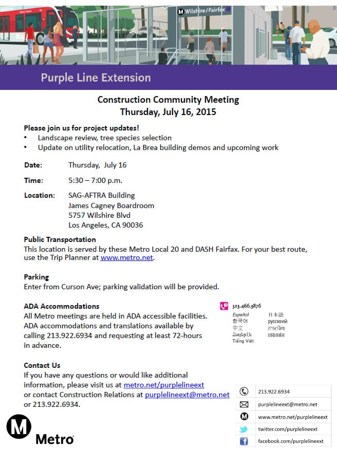 Purple Line Construction Community Meeting Notice