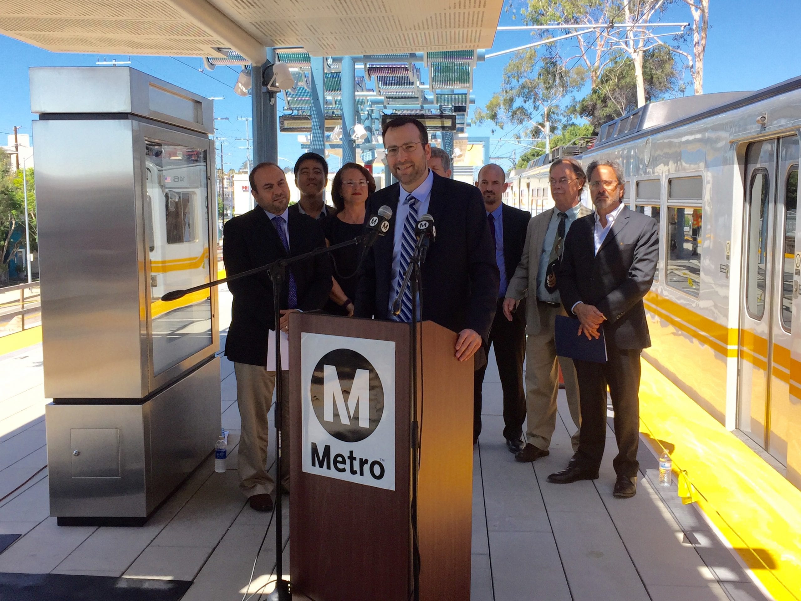 State Sen. Ben Allen speaks at this morning's press event. Photo: Dave Sotero/Metro.
