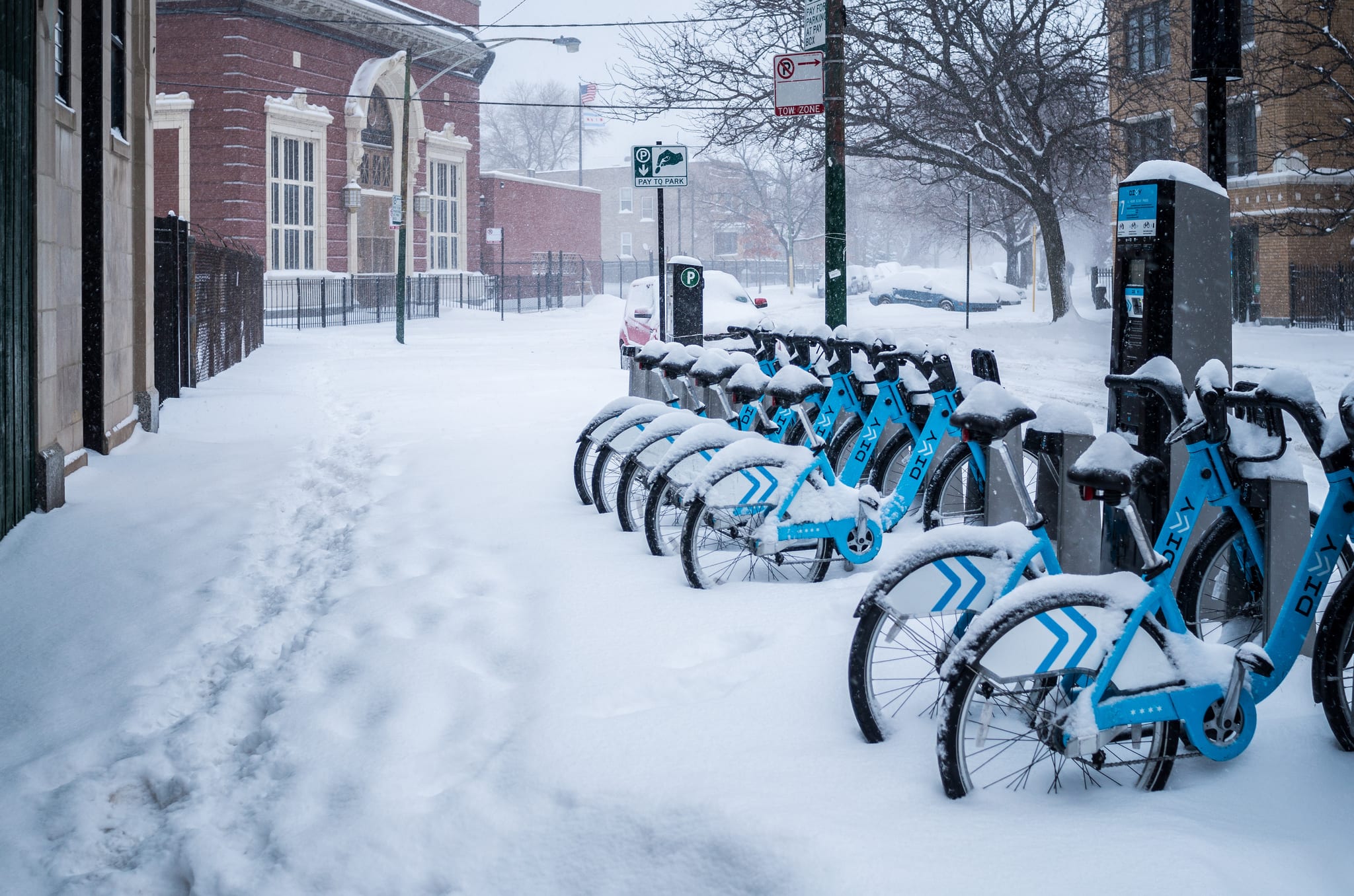 Divvy bikes in winter. Photo by Andrew Seaman via Flickr Creative Commons.
