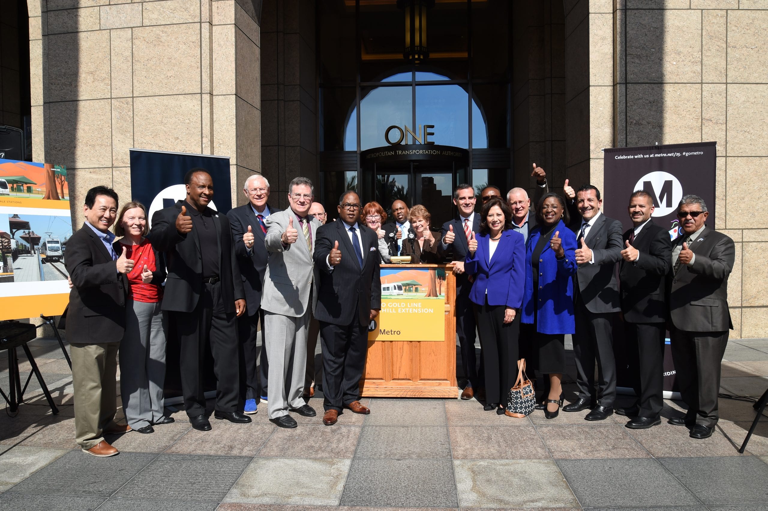The Metro Board of Directors and San Gabriel Valley officials at the announcement on Thursday at Metro HQ. Photo: Luis Inzunza/Metro.