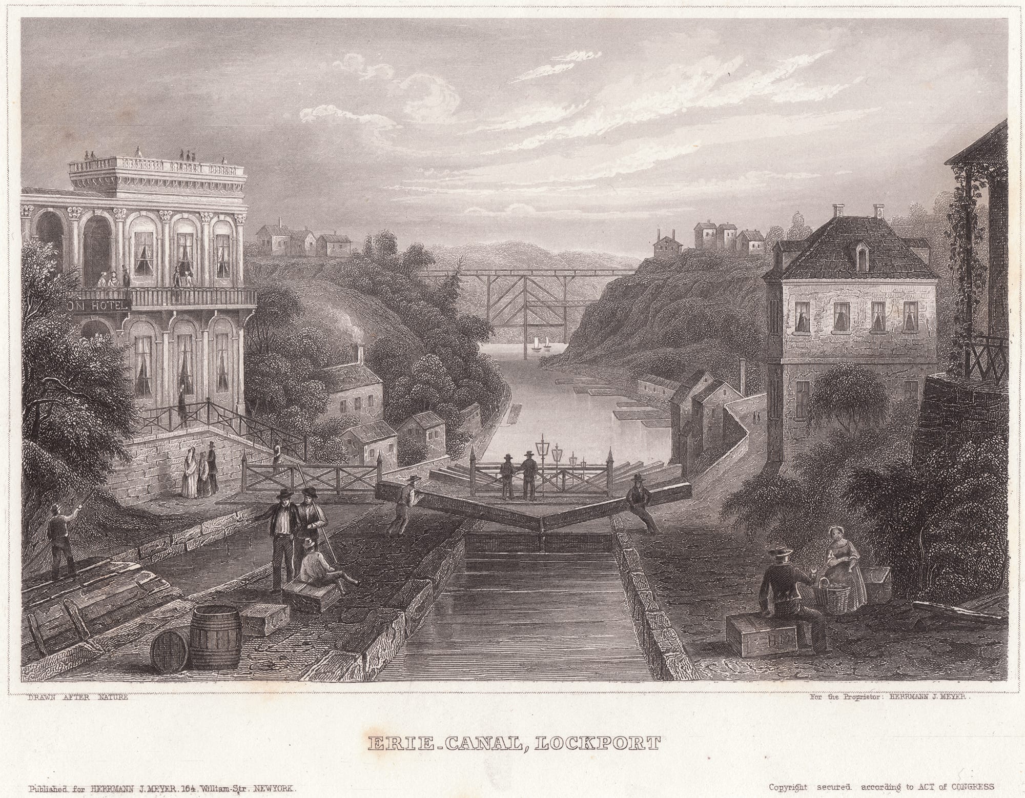 The Erie Canal in the mid-1800s. Source: Wikimedia Commons.