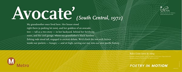 "Avocate' (South Central, 1972)" by Robin Coste Lewis