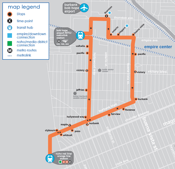 burbank bus airport map