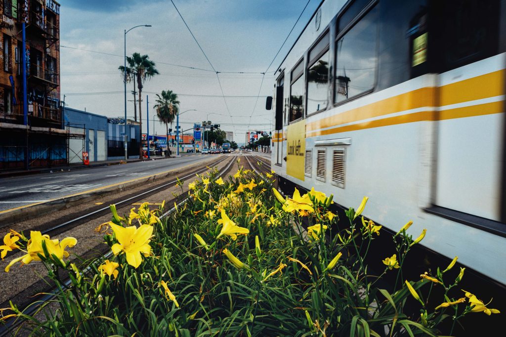 The Blue Line on Washington Boulevard. Photo by Steve Hymon/Metro.