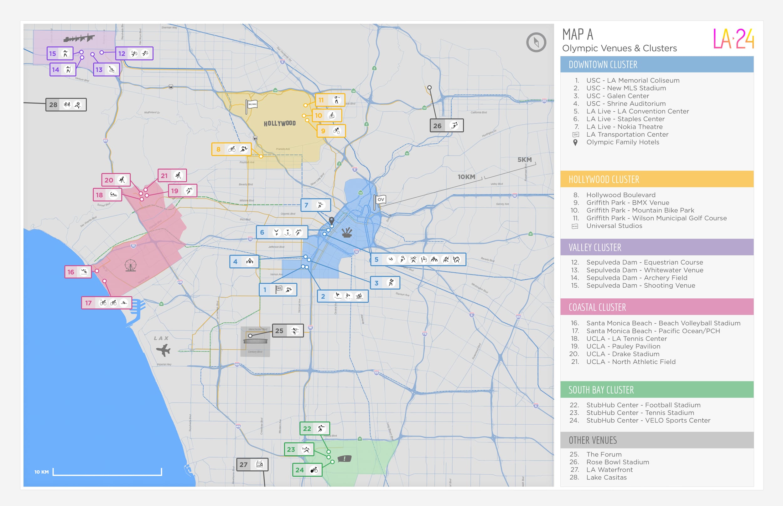 Sites proposed for athletic events as part of the 2024 Summer Olympics. Source: LA24.
