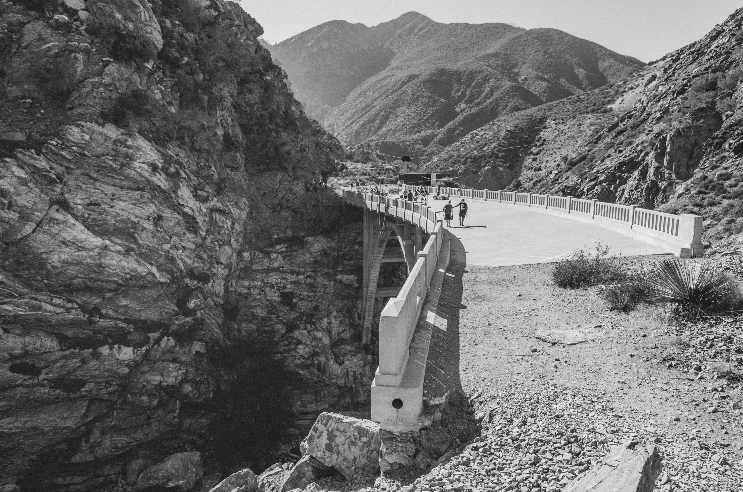 The Bridge to Nowhere on the East Fork of the San Gabriel River. Perhaps not the greatest place in the world to build a highway between Azusa and Wrightwood, thus the reason the highway was never finished -- much of it washed away in floods in the 1930s. Photo by Steve Hymon/Metro.
