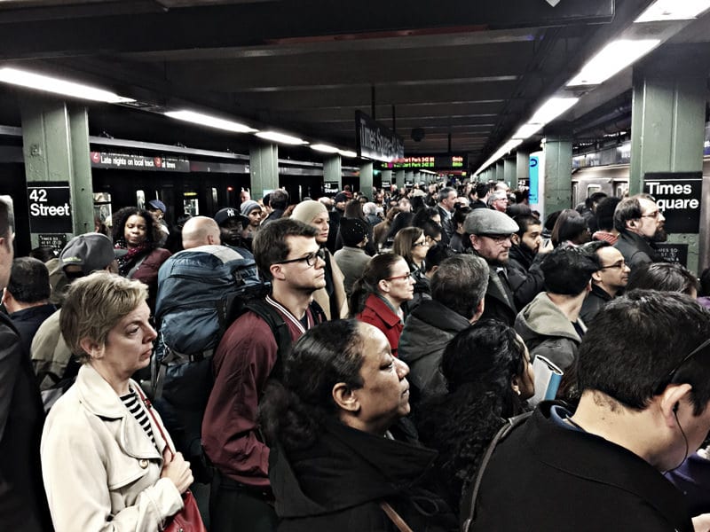 Times Square station in March. Photo by Eric Gross, via Flickr creative commons. 