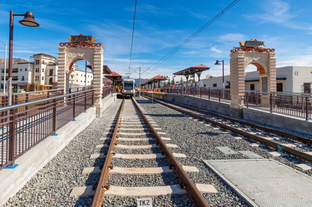 A Gold Line train at Downtown Azusa Station. Photo by Steve Hymon/Metro.
