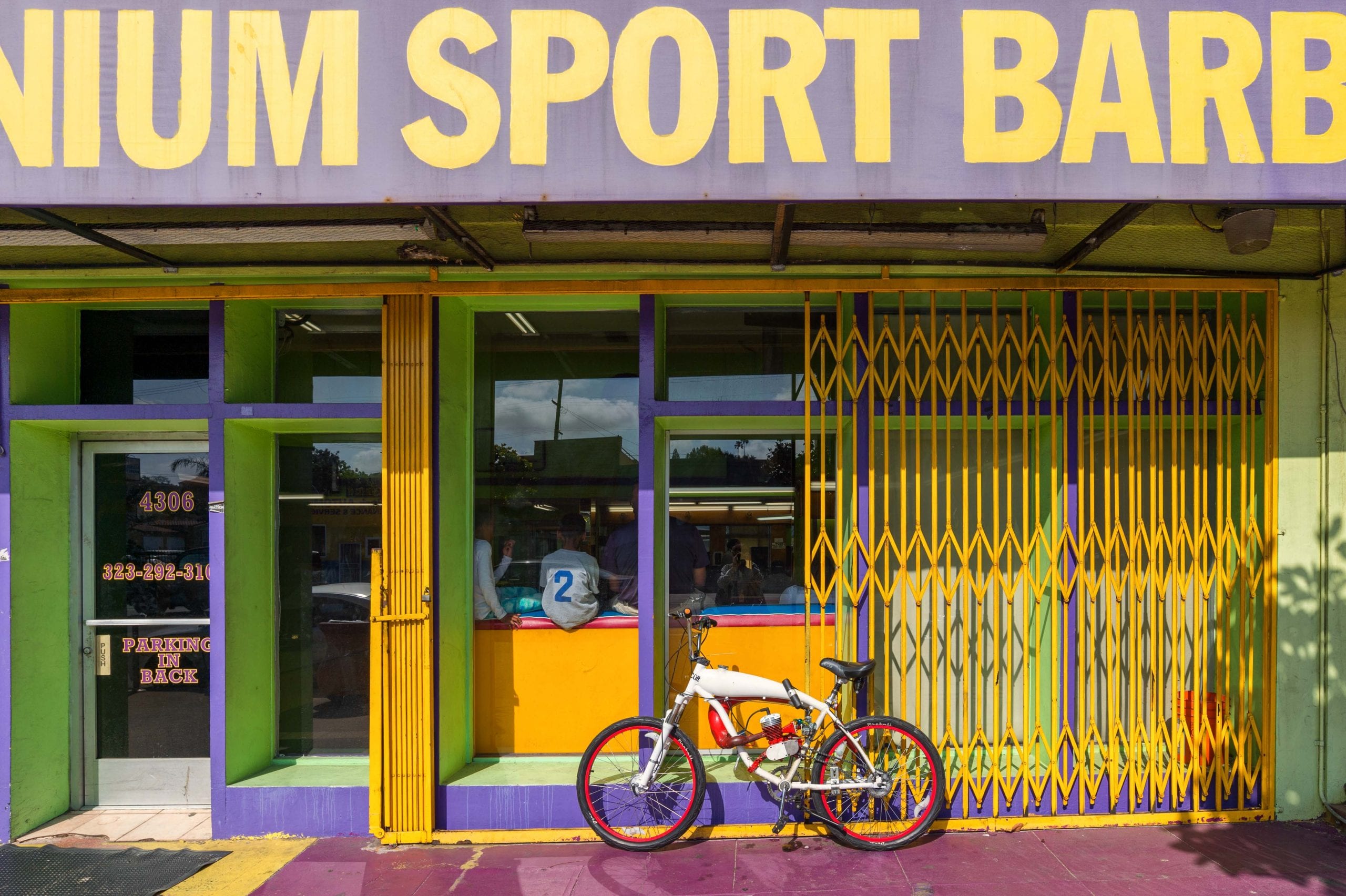 Nice colors the other day at the New Millennium Sports Barber Shop on Crenshaw Boulevard. Photo by Steve Hymon/Metro.