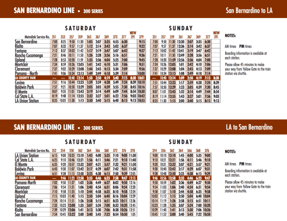 metrolink fair bernardino