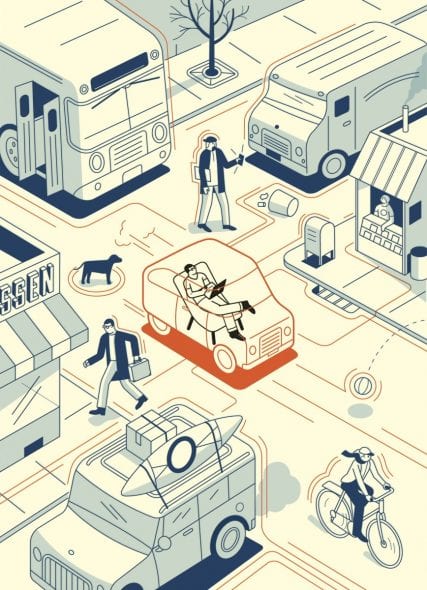Credit: The New Yorker. Illustration by Harry Campbell. Click above to read their 2013 story on self-driving caras.