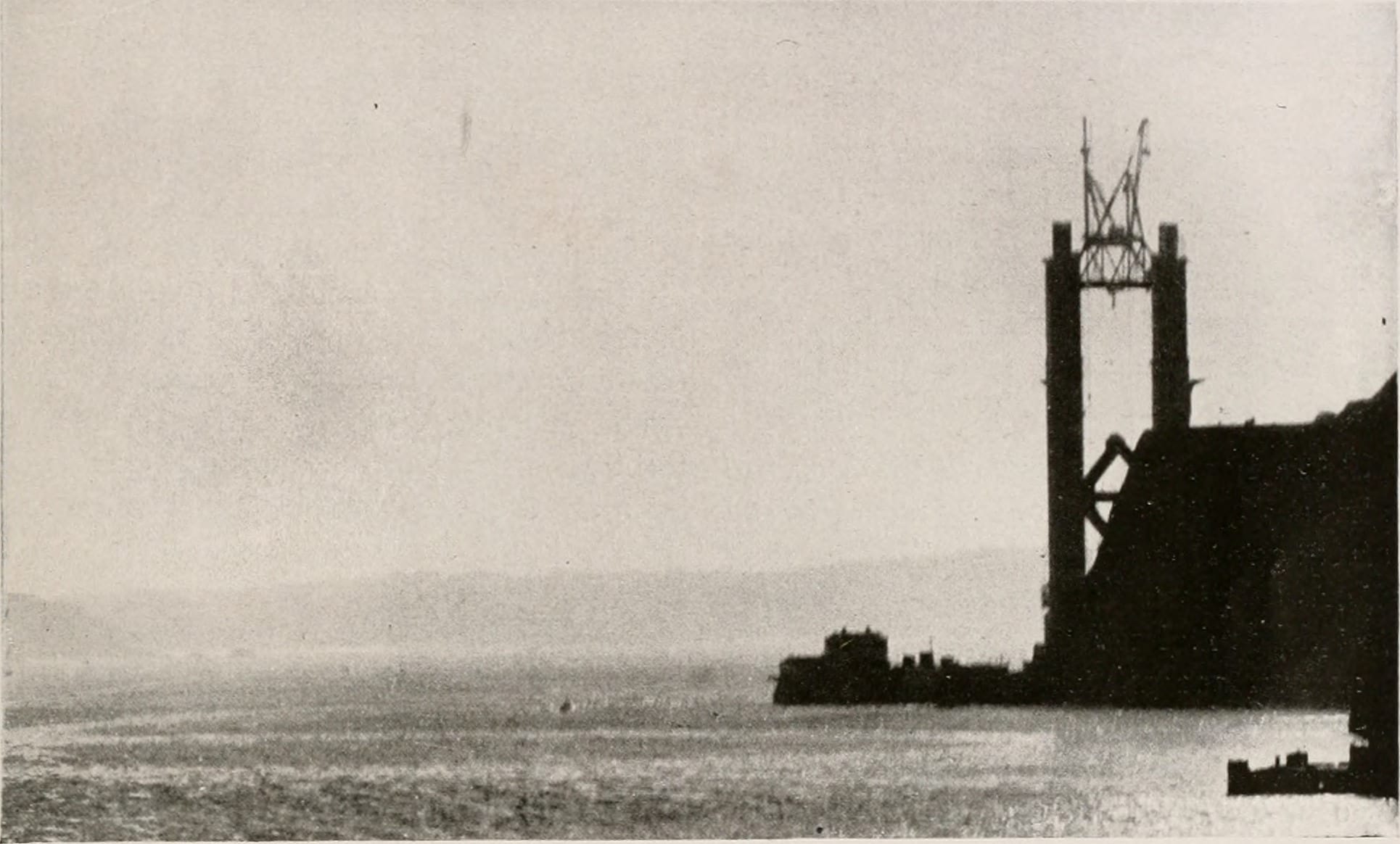 Early construction of the Golden Gate Bridge, the type of big mega-project some would like to see get built under President Trump.
