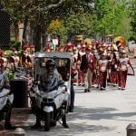 Enter stage left: The USC Marching Band. Photo Gary Leonard