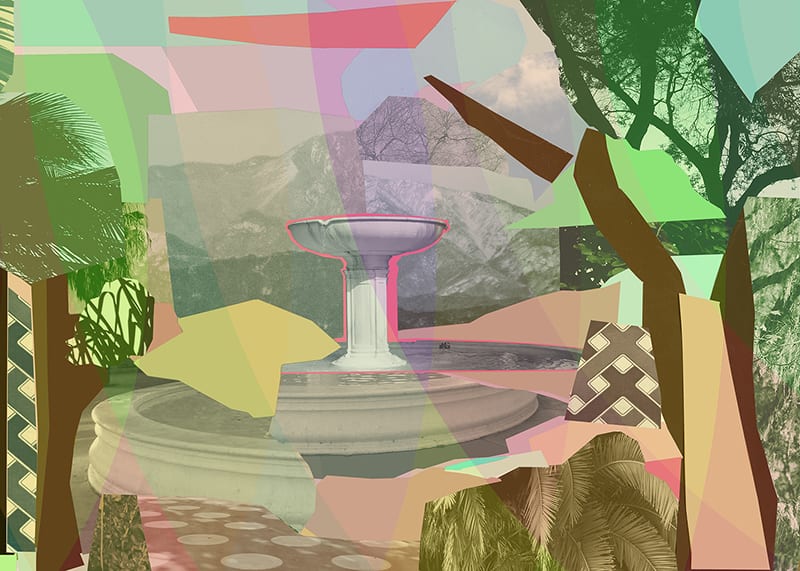 Detail of in-progress artwork design by Mickalene Thomas for Leimert Park Station, concourse level.