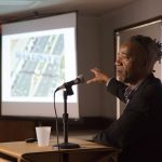 Artist Walter Hood shared his artwork concept at a Santa Monica community event early in the process.