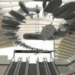 Construction rendering showing the "The Distance of the Sun" from below. The artwork by Glenn Kaino is being developed in tandem with the Airport Metro Connector's station environment.