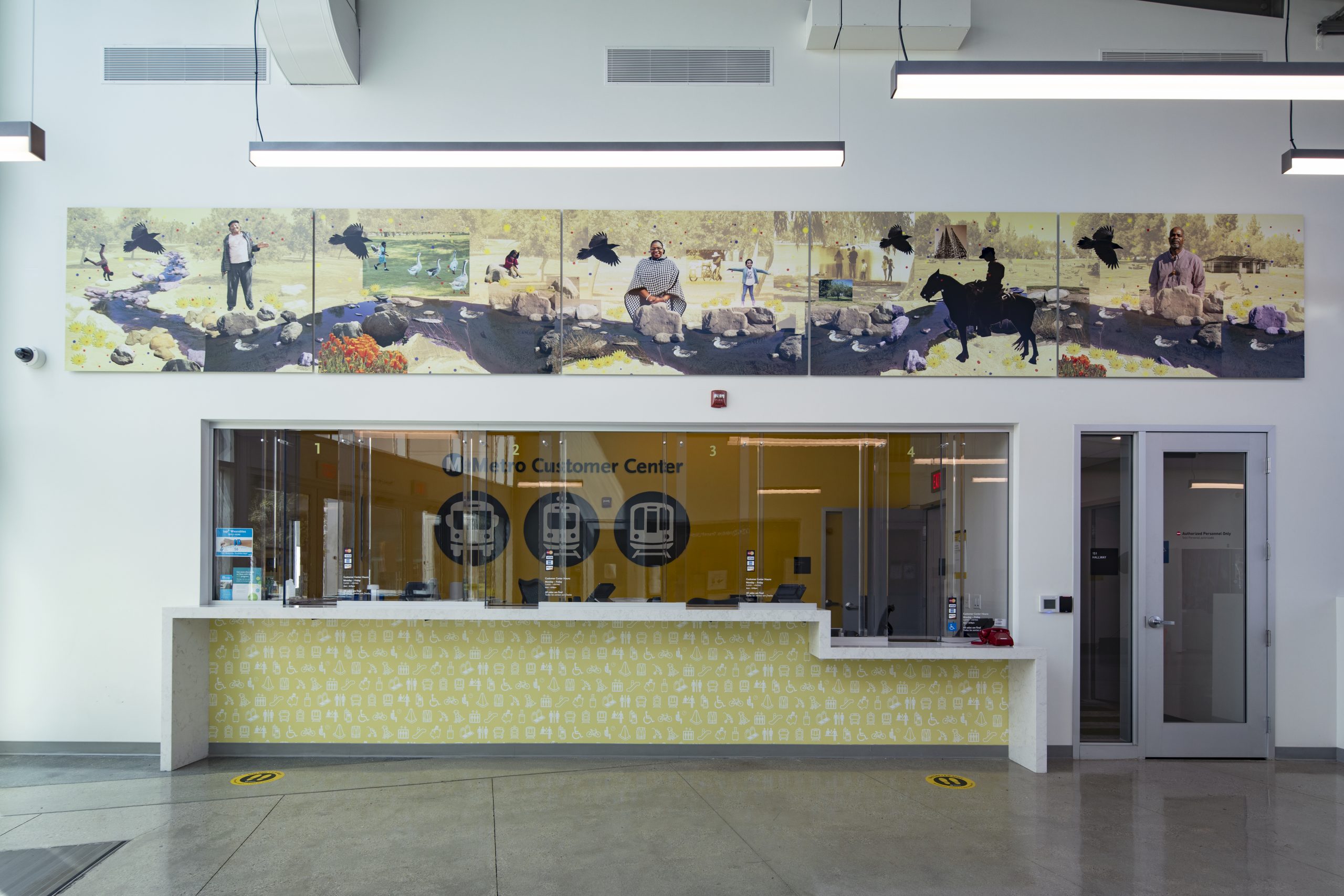 Photo mural by George Evans at the new customer center at the Willowbrooks/Rosa Parks transit hub.