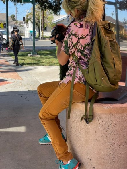 Alba Castro creating a composition