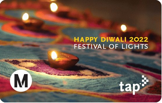 Diwali Commemorative Tap Cards now available at Metro Customer Centers