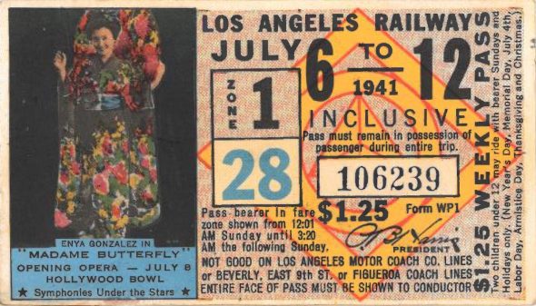 LARy Weekly Pass 1941 highlights Madame Butterfly at the Hollywood Bowl